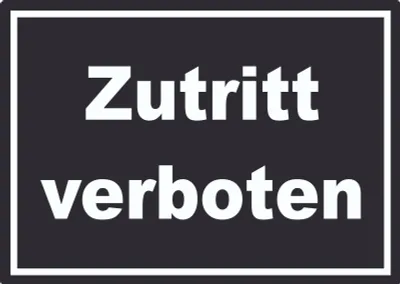 Produktbild von Zutritt verboten Schild weiß-schwarz A4 Rückseite selbstklebend