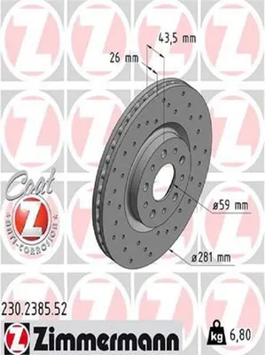Produktbild von 2x ZIMMERMANN Bremsscheibe 230.2385.52 für FIAT TIPO Schrägheck (356_) 44mm