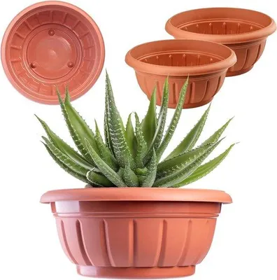 Produktbild von Famanu Blumentopf runde Pflanzschale wetterbeständig Terracotta Durchmesser 34 cm Set von 2