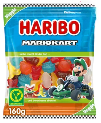 Zdjęcie produktu dla Haribo Mario Kart – wegetariańskie żelki owocowe o intensywnym smaku owocowym, 160 g