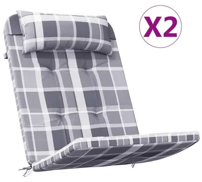 Produktbild von vidaXL Adirondack-Auflagen 2 Stk. Grau Karomuster Oxford-Gewebe