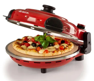 Pizzaofen, 5 Kochstufen, max. 400 °C, 1200 W, rot, inkl. Holzflügel
