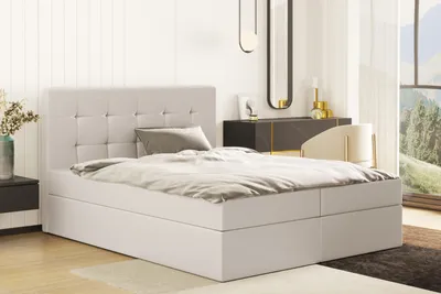 Produktbild von Kaiser Möbel Boxspringbett mit matratze und bettkasten, Schlafbett LUDANO 160 cm x 200 cm stoff Cayenne Hellbeige H3
