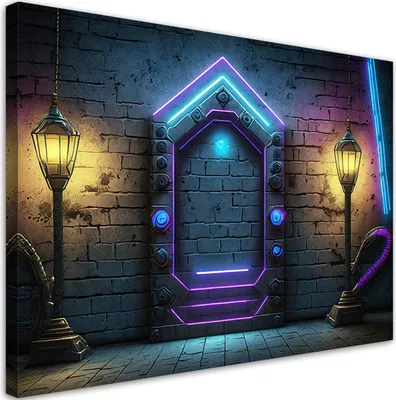 Produktbild von Leinwandbild Portal-Neon-Abstraktion 60x40 Feeby Violett bild für die wand bereit zum aufhängen