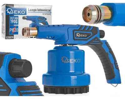 Obrázok produktu pre Plynová spájkovacia lampa s piezoelektrickým zapaľovaním, kovová, 190g, nastaviteľný plameň 1200°C, Geko
