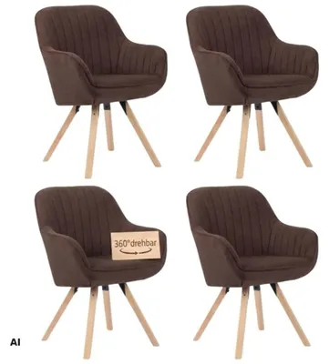 Produktbild von Esszimmerstuhl 4er Set Matera braun drehbar - mit Armlehnen