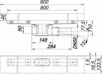 Immagine prodotto di DALLMER caniveau de douche CeraLine W 800mm, DN 50 Hauteur 110mm, 520142, 520142
