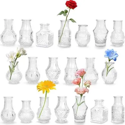 Produktbild von Famanu Mini-Vasen Set 20 Stück – Gläserne Blumenvasen im Vintage-Stil