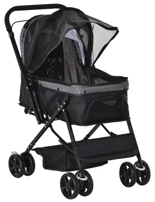 Obrázek produktu pro PawHut kočárek pro malé psy a kočky, kočárek pro domácí mazlíčky, model Oxford, černý