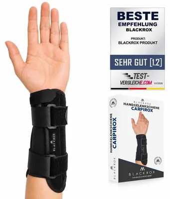 Produktbild von BLACKROX Handgelenkschiene CARPIROX Vergleichssieger Handgelenkbandage Handgelenkschiene Handgelenkstütze Handbandage Sport, schwarz, Gr. S