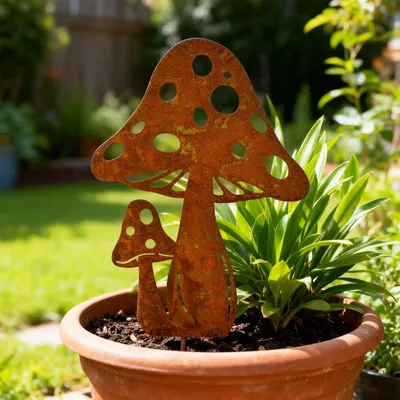 Metall-Pilz-Deko 30 cm, wetterfest, für Garten & Balkon