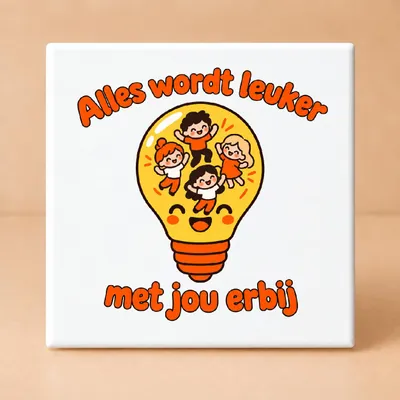 Produktbild von Niedliche Gezelligheidsmaxxing Fliese – Kawaii-Wanddeko mit liebevollem Spruch für Zuhause und Büro - 15 x 15 cm