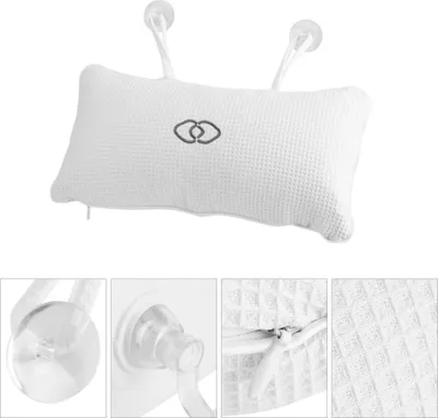Productafbeelding van Famanu badkussen met antislip en zuignappen - Wit - Hoofd- en neksteun - 85,8 x 20 cm