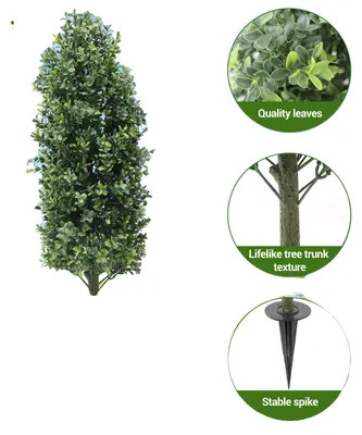 Image de Plante artificielle en buis, 2,3 pieds de haut, style topiaire d'extérieur, 90 cm