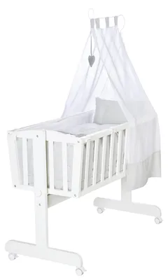 Produktbild von roba Komplettwiegenset (40x90cm), weiß, Stubenwagen & Wiege mit Feststellfunktion, inkl. Ausstattung