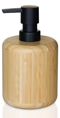 Image de Distributeur de savon en bambou avec pompe pour la salle de bain et la cuisine, design japonais, flacon de lotion rechargeable, couleur naturelle