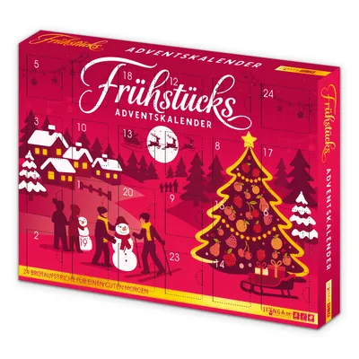 Produktbild von itenga Adventskalender Frühstück Brotaufstriche - Motiv magenta Weihnachten