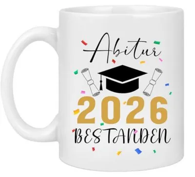 Produktbild von Kaffeetasse Abitur 2026 Geschenk 320ml Weiß Keramik