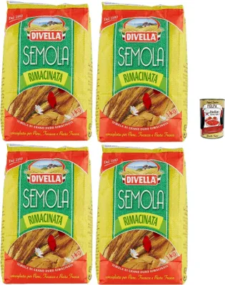 Produktbild von Divella Semola Rimacinata Hartweizenmehl für Pasta & Pizza 4x 1kg + Italian Gourmet polpa 400g
