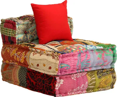 Produktbild von vidaXL 3-Sitzer Modularer Pouf Patchwork Stoff