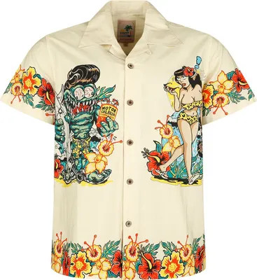 Produktbild von King Kerosin Kurzarmhemd Herren Hawaii Shirt natur M