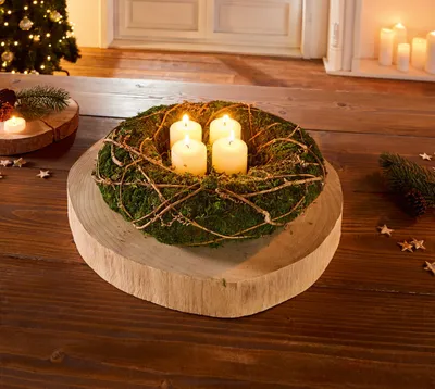 Produktbild von FRANK FLECHTWAREN Kranz Moos, Deko-Kranz, Tür-Kranz, Adventskranz ca. Ø 30 x 7 cm, Innen-Ø 13 cm