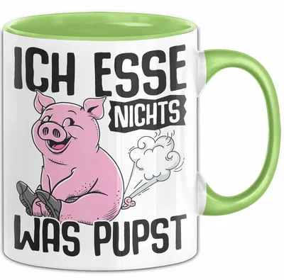 Produktbild von Veganer Tasse Geschenk Vegetarier Geschenkidee Ich Esse Nichts Was Pupst (Grün)