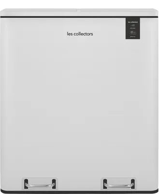Obrázek produktu pro Les Collectors pedálový koš N°918 objem 60 l, 2 přihrádky 30 l, Odolný, Kuchyně, Vyjímatelné koše, Recyklace, Třídění odpadu, Tiché zavírání víka, Bílý