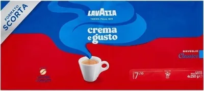 The image shows the packaging for Lavazza Crema e Gusto coffee.
