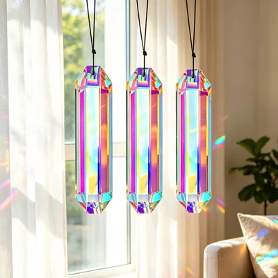 3er-Set K9 Kristall Sonnenfänger, Regenbogen-Prismen