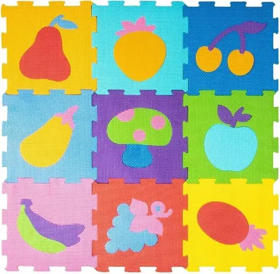 Produktbild von Puzzle Schaumstoff-Spielmatte, weich, zweiseitig, Bunt, Früchte-Design