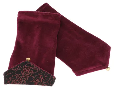 Produktbild von Handstulpen aus Samtstoff, Wendestulpen, Pulswärmer - Weinrot/schwarz, Uni, Baumwolle, Handschuhe & Handstulpen
