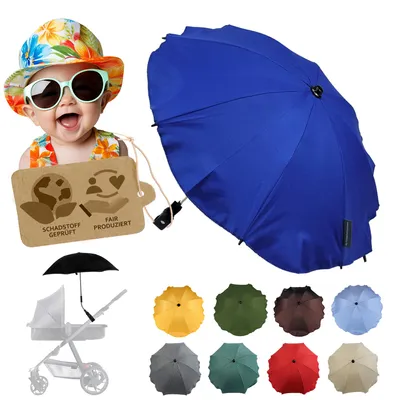 Produktbild von BAMBINIWELT Sonnenschirm für Kinderwagen Ø68cm UV-Schutz50+ Schirm Sonnensegel Sonnenschutz, blau