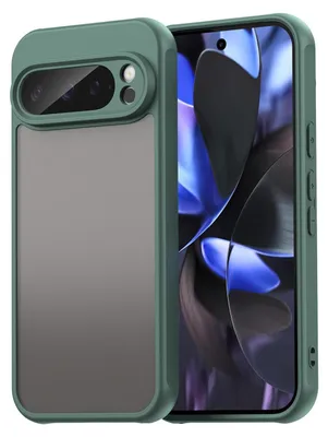Image de Étui pour Google Pixel 10 Pro, dos mat translucide avec protection de l'appareil photo, étui de protection antichoc Vert