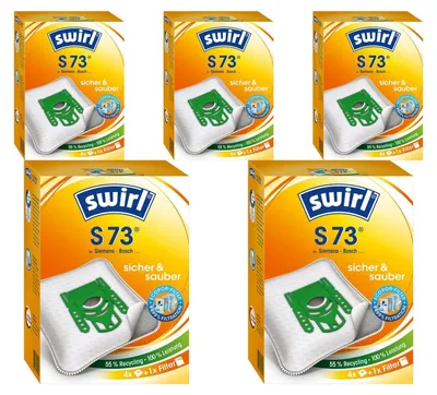 Produktbild von 5 Pakete Swirl Staubsaugerbeutel S73 / S 73 EcoPor für Siemens / Bosch Typ: GXXL