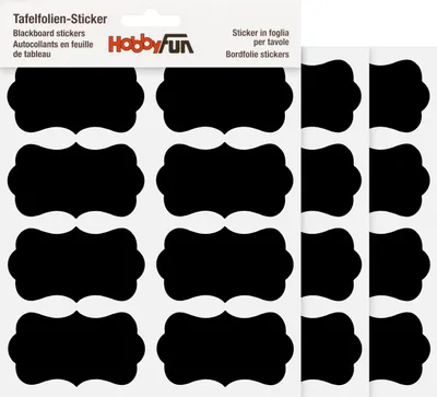 Produktbild von Tafelfolien-Sticker "Rechteck - geschwungen", 3 Bogen à 8 Stück