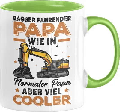 Produktbild von Baggerfahrer Papa Tasse Geschenk Baggerfahrender Papa Wie Ein Normaler Papa Aber Viel Cooler Geschenkidee Vatertag Baustelle (Grün)