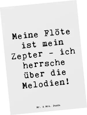 Produktbild von Mr. & Mrs. Panda Postkarte Spruch Flötenzauber - Weiß - Geschenk, Grußkarte, Musikinstrument, Instrumente, Musiker, Fotokarte, Instrument, Melodie, Musik, Flötist, Lernen