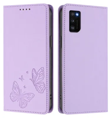 Image de Étui en cuir pour Samsung Galaxy A41, motif papillon, étui portefeuille à rabat avec support, violet clair
