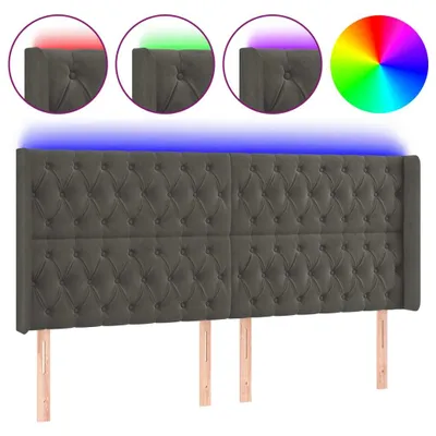 Produktbild von vidaXL LED Kopfteil Dunkelgrau 203x16x118/128 cm Samt