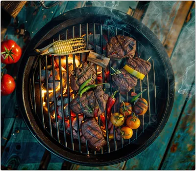 Produktbild von Spritzschutz Herdabdeckplatte Schneidebrett aus Glas Sommergrillfest 1-Teilig (60x52cm)