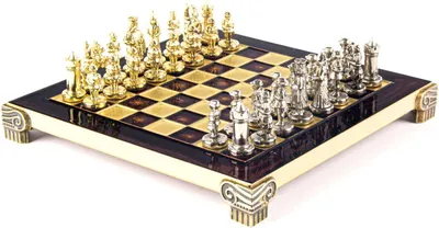 Obrázok produktu pre Historická šachová hra s kovovými figúrkami v kráľovskom štýle 20x20 cm