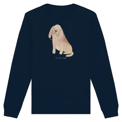 Produktbild von Mr. & Mrs. Panda Baumwoll Sweatshirt Bloodhound Moment Größe L - French Navy - Geschenk, Sweater, Pullover, Bluthund, Pulli, St. Hubertushund, Chien De Saint Hubert
