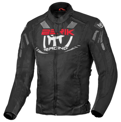 Produktbild von Berik Amras wasserdichte Motorrad Textiljacke, schwarz/weiß/rot, 58