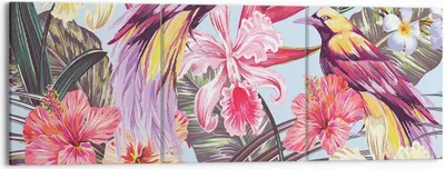 Produktbild von Bild auf Leinwand - Leinwandbild - Blume Vogel Sommer - 150x50cm - Wand Bild - Wanddeko - Leinwanddruck - Bilder - Kunstdruck - Wanddekoration - Leinwand bilder - Wandkunst - CA150x50-3485
