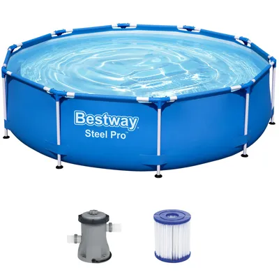 Immagine prodotto di Bestway 56679 Set piscina con telaio Pro™ in acciaio, rotondo, con pompa filtro 305x76 cm