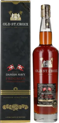 Image de Old St. Croix A.H. Riise Royal DANISH NAVY FROGMAN Conventus Ranae Superior Spirit Drink 60% Vol. 0,7l en boîte cadeau