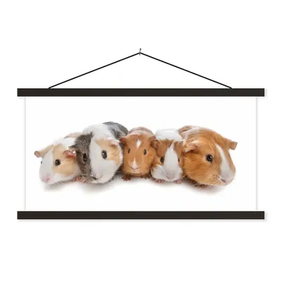 Produktbild von MuchoWow® Textilposter Fünf Meerschweinchen 60x30 cm mit schwarzem Rahmen - Textilien