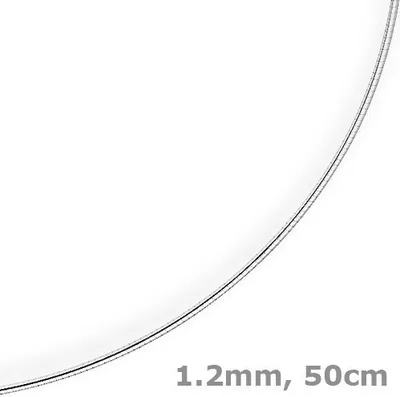 Produktbild von 1,2mm Halsreif Omegareif Omegakette Collier 585 Gold Weißgold, rund, 50cm
