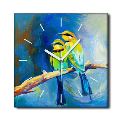 Produktbild von Coloray Uhr auf Leinwand 30x30 cm Wand Uhr Dekoration Wohnzimmer Segeltuch weiße Zeiger -Vögel Vögel Tiere.